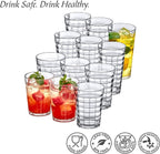 Amazing Abby - Ice Cube - 16-Ounce and 20-Ounce Plastic Tumblers (Set of 12), Plastic Drinking Glasses, All-Clear Reusable Cups, Stackable, BPA-Free, Shatter-Proof, Dishwasher-Safe