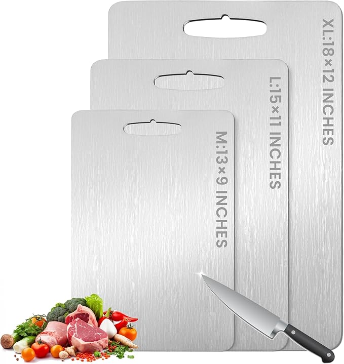 Titanium Cutting Board, 2025 New Upgrade 100% Pure Titanium Cutting Boards for Kitchen, Hygiene & Durability Non Stick Chopping Board, Double sided Cutting Mat, Easy to Clean (13 * 9)