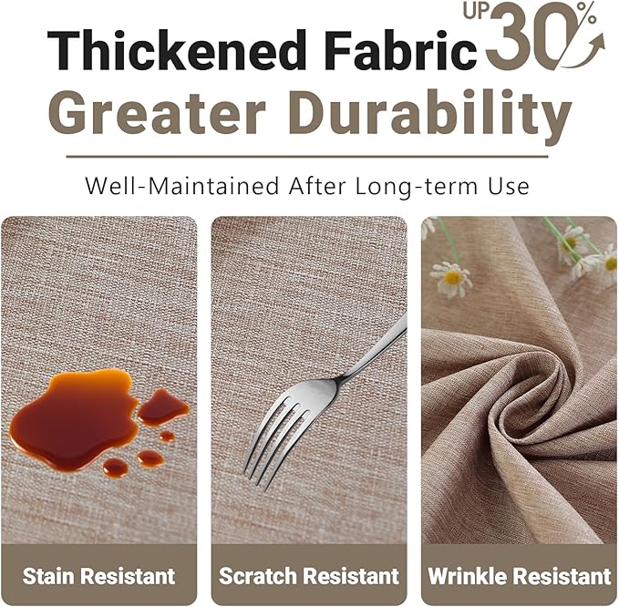 Laolitou Table Cloth Rectangle Linen Waterproof Textured Mocha Tablecloth, Washable Wrinkle Free Spill Proof Fabric Tablecloths for Dining Table Farmhouse Kitchen Holiday, 60x120 Inch