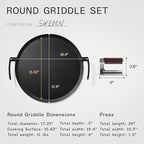 Made In Cookware - Seasoned 17" Round Carbon Steel Griddle + Grill Press - (Like Cast Iron, but Better) - Professional Cookware - Crafted in Sweden - Induction Compatible
