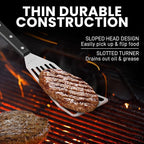 Zulay Kitchen Fish Spatula Stainless Steel - Spatulas for Non-Stick Cookware - Slotted Stainless Spatula - Easy to Clean Turner 12.4