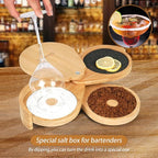 Margarita Salt Rimmer Set, 3-Tiers Salt Rimmer for Cocktails, Bamboo Margarita Salt Rimmer, Bar Salt and Sugar Rimmer for Margarita Kit, Bloody Mary, Manhattan Drinks, Bartender Tool Set