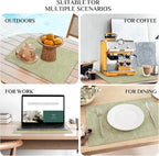 Softalker Vinyl Placemats Set of 4 - Faux Leather Heat Resistant Place Mats, 100% Waterproof Oilproof Wipe Clean Table Mats for Indoor & Outdoor Use, 17’’×12’’, Grass Green