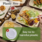 ECOLipak 48 Pack Compostable Palm Leaf Plate Like Bamboo Plate, 10 Inch and 7.85 Inch Disposable Biodegradable Plates Suitable for Party, Dinner