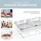 Large Full Size 33-Pcs Disposable Chaffing Buffet with-Covers, Utensils, Fuel Cans – Premium Chafing Dish Set for Events, Parties, Catering