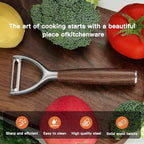 Serrated Blade Premium Y Type 304 Stainless Steel Multifunctional Kitchen Peeler Real Wood Handle Ultra Sharp Blade Vegetable Potato Apple(Wenge)