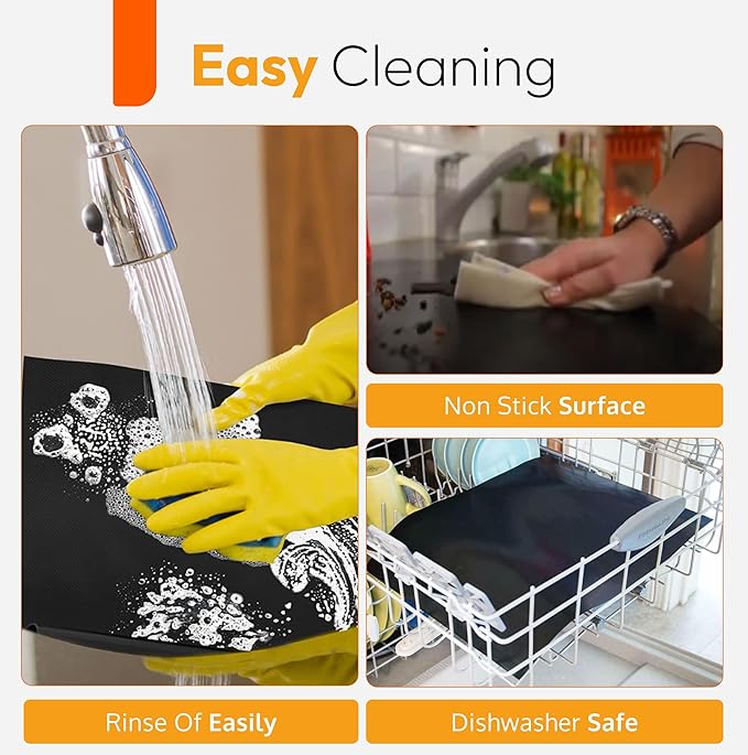 3 Pack Thick Heavy Duty Oven Liners for Bottom of Oven, Non Stick Liners for Electric or Gas Ranges, Reusable Mats for Electric Gas Microwave or Grill, BPA & PFOA Free Spill Guard, Kitchen Accessory