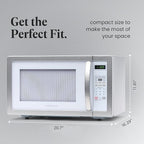 Farberware Countertop Microwave 1000 Watts, 1.1 cu ft - Microwave Oven With LED Lighting and Child Lock - Perfect for Apartments and Dorms - Easy Clean White, Platinum