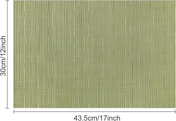 Myir JUN Placemats Set of 6, Vinyl Woven Placemats Place Mats Indoor Washable Table Mats Non-Slip Place mats for Dining Table (Green, Set of 6)