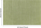 Myir JUN Placemats Set of 6, Vinyl Woven Placemats Place Mats Indoor Washable Table Mats Non-Slip Place mats for Dining Table (Green, Set of 6)