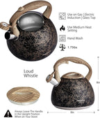 POLIVIAR Tea Kettle, Iron Grey Tea Pot Stovetop, 2.7 Quart Loud Whistling Coffee and Teapot, Food Grade Stainless Steel for Anti-Hot Handle and No-Rust, Suitable for All Heat Sources (JX2020-RB30)