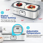 Ultimate Probiotic Yogurt Maker Bundle - Comes with the Ultimate Yogurt Strainer & 8 Extra Jars - Make Trillions of Live Probiotics from Home & Make Greek Yogurt