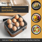 Annie & Mia Design Electric Egg Cooker, Stainless Steel 8 Egg Capacity egg boiler, 500W, Hard, Medium, Soft Boiled Egg Poacher, egg steamer, Multi-function, Knob Auto Shut-Off Function (Gold)