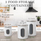 Mixpresso 3-Piece White Canisters Sets For The Kitchen, Airtight Canister Set With See Through Window, Storage Jars for Coffee Container, Tea Organizer & Sugar Canister, White Kitchen Canisters
