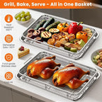 Extra Large Air Fryer Basket for Oven, 18.7"x12.8" Stainless Steel Baking Pan & Crisper Tray, Fits Whole Chicken, Commercial-Grade Oven Air Fryer with 30 Parchment Papers, Dishwasher Safe