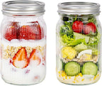 LUODA MirthMood Wide Mouth Mason Jars 32 oz with Lids, Canning Jars with Metal Airtight Lids, Quart Mason Jars for Fermenting, Pickling, Freezing, Preserving, Meal Prep, Jar Décor[2 Pack]