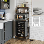 4-Tier Mini Fridge Stand with Storage,Mini Fridge Cabinet with Power Outlet,Pegboard,Bakers Rack with Storage Shelf,Microwave Oven Stand,Mini Fridge Shelf for Dorm(Vintage Brown)