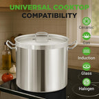 Nutrichef Stainless Steel Cookware Stockpot, 40 Quart Heavy Duty Induction Soup Pot With Stainless Steel Lid And Strong Riveted Handles, Even Heat Distribution, Compatible With Most Cooktops