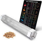 BBQ Meat Temperature Magnet & Pellet Smoker Tube Bundle – Durable Meat Smoking Guide & Stainless Steel Pellet Smoker Tube for Gas, Charcoal, & Electric Grills – Essential BBQ & Grilling Accessories