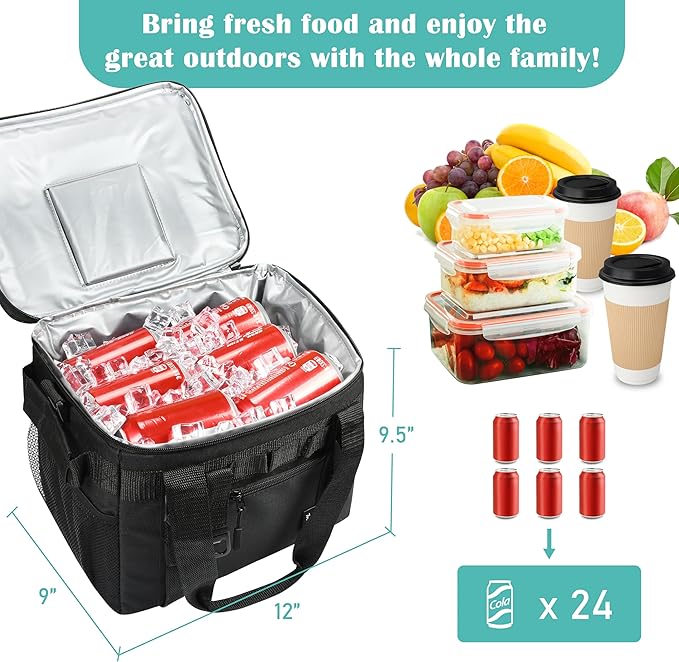 Tirrinia Large Insulated Cooler Bag - Outdoor Leakproof Cooler Box for Women & Men - Portable Freezer Bag with Adjustable Shoulder Strap for Camping, Picnic, Golf, Beach