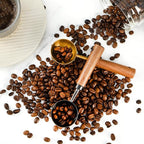 Coffee Scoop For Ground Coffee,Coffee Beans And Tea,10g Capacity-304 Stainless Steel Coffee Spoon With Nature Walnut wood Handle,Golden Yellow(With A Burlap Cord &Thickened Storage Bag)
