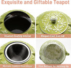 Cast Iron Teapot Tea Kettle with Stainless Steel Infuser for Stovetop Safe Coated with Enameled Interior Japanese Tetsubin with Maple Leaves Pattern(30.4oz/900ml) (Color-2)