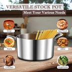 Herogo 6 Quart Stock Pot, 18/10 Stainless Steel Pasta Stockpot with Lid, 6 QT Cooking Pot with Handles, Tri-Ply Stockpot for Induction Gas Electric Stove, Dishwasher Safe