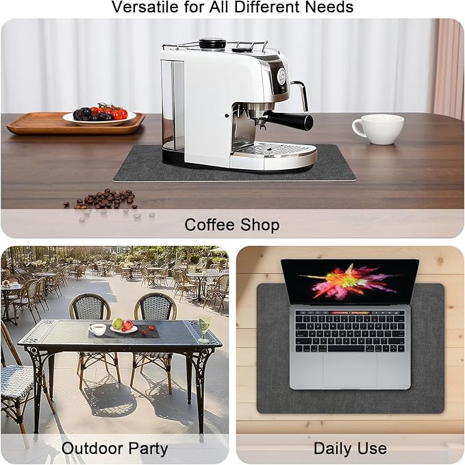 Myir JUN Placemats Dual Sided, Faux Leather Place Mats Set of 4 Indoor Placemat for Dining Table Outdoor Place Mat Square Non-Slip Washable Table Mats (Gray Brown, Set of 4)