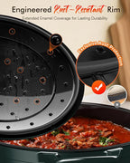 Nuwave 6QT Healthy Enameled Cast Iron Dutch Oven Pot with Lid, Heavy Duty 7-Layer Enamel, Enhanced Rust Protection, Dual Handles, Oven Safe to 500°F for Sourdough Bread Baking, Braise, Stew, Roast