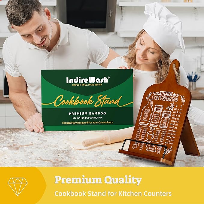 Kitchen Conversion Chart Cookbook Stand, Recipe Holder for Kitchen Counter, Cookbook Holder Stand, Kitchen Book Holder, Unique Gifts for Women, Bworn Color