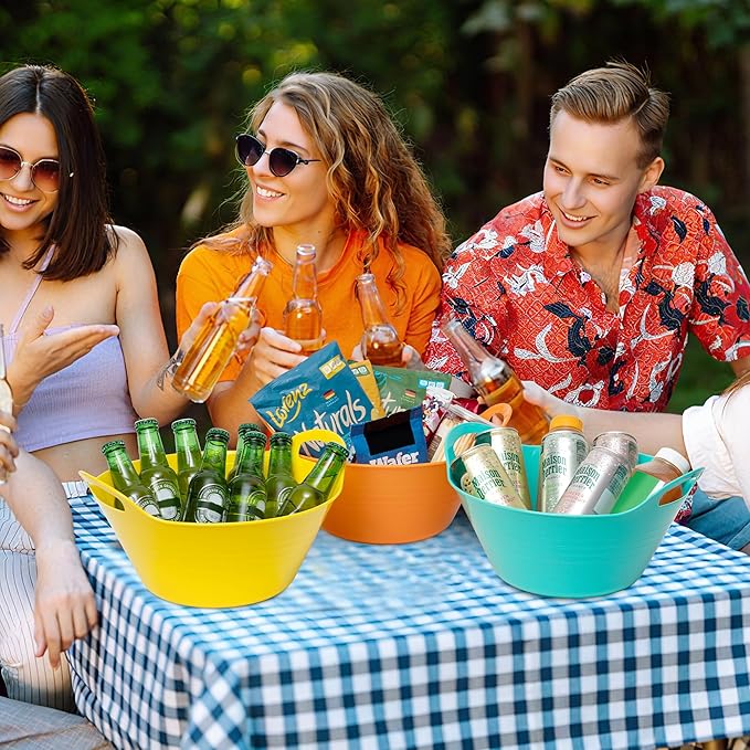 Tiawudi 6 Pack Snack Bowls (4.9L Large), Plastic Serving Bowls for Party, Large Bowls with Handles for Kitchen, Fruit, Cereal, Candy, Salad and Chip, Microwave Safe