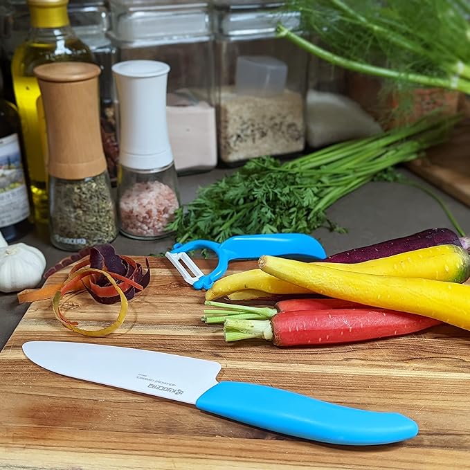 Kyocera Ceramic Horizontal Y Peeler, Blue