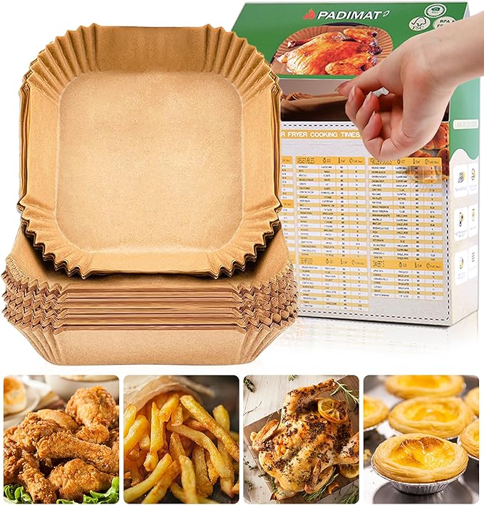 Air Fryer Disposable Paper Liners, 125 Pcs Parchment Cooking Non-Stick Liner for Airfryer, Microwave Oven, Frying Pan, 9 Inch Oil-proof Air Fryers Filters Sheets for 9 10 11 12 Qt Baking Basket