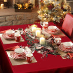 sancua Rectangle Tablecloth - 90 x 132 Inch - Water Resistant Spill Proof Washable Polyester Table Cloth, Decorative Fabric Table Cover for Dining Tables, Buffet Parties and Camping, Red