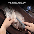 Fillet Knife, Razor Sharp 7.2 Inch Boning Knife, High Carbon Stainless Steel Filet Knives with High Flexibility, Wooden Handle, Full Tang Damascus Pattern Fishing Knives, Fishing Gifts for Men