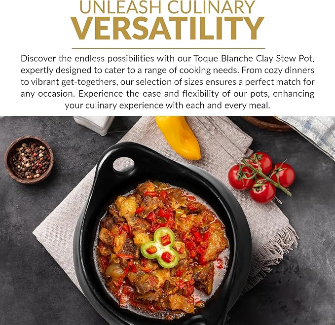 Authentic La Chamba Stewpot-Elegant, All-Natural Black Clay Dutch Oven for Braising, Baking, Roasting Chicken, Cooking Beans - Stovetop & Oven Safe – Handmade in Colombia - Large, 5.5 Qt.