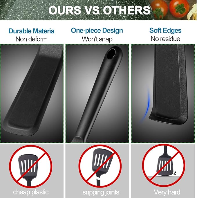 Crepe Spatula Narrow Silicone Thin Spatula Omelet Turner Multifunctional Long Heat Resistant Cooking Non Stick Pancake for Omelet Crepes Cooking Egg Burgers Pizza Pancake Steak(Black)