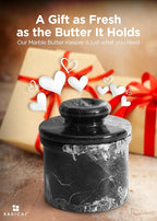 Radicaln Marble Butter keeper 4.25" Inches Black Zebra Handmade French Butter Container For kitchen decor Ideal Butter Dish With Lid For Countertop Butter Crock For Counter With Water