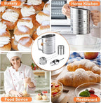 Flour Sifter,5 Cup with Scale Stainless Steel Flour Sifters,4 in 1 Baking Sifter Set with Powder Sugar Shaker Duster,Strainers Fine Mesh and Metal Scoop for Baking Cake,Pastries,Pies,Cupcakes,Desserts