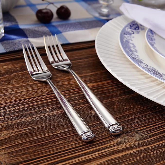 KEAWELL Premium Regal 20-Piece Silverware Set – 18/10 Stainless Steel Flatware with Tapered Column Handles, Dishwasher Safe and Perfect for Gifting or Formal Dining (20, Silver)