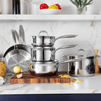 KEAWELL K3 Premium 2-Quart Tri-Ply Stainless Steel Saucepan with Lid, Induction & Oven Safe up to 600°F, Even Heating, Professional Cookware for All Stovetops (2-Qt)