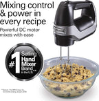 Hamilton Beach Professional 5-Speed Electric Hand Mixer with High-Performance DC Motor, Slow Start, Snap-On Storage Case, Stainless Steel Beaters & Whisk, Black (62651)