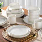 AmorArc Ceramic Dinnerware Sets, Wavy Rim Stoneware Plates and Bowls Sets, Highly Chip and Crack Resistant | Dishwasher & Microwave & Oven Safe Dishes set, Service for 8 (24pc)