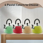Lily's Home 2 Quart Stainless Steel Whistling Tea Kettle, the Perfect Stovetop Tea and Water Boilers for Your Home, Dorm, Condo or Apartment. (Pastel Green)