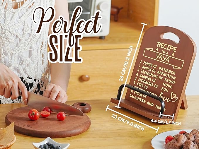 InnoBeta Yaya Gifts for Women, Cookbook Stand for Kitchen Counter, Perfect Gifts for Yaya on Birthday, Adjustable Tablet Recipe Book Holder, Unique Kitchen & Home Decor