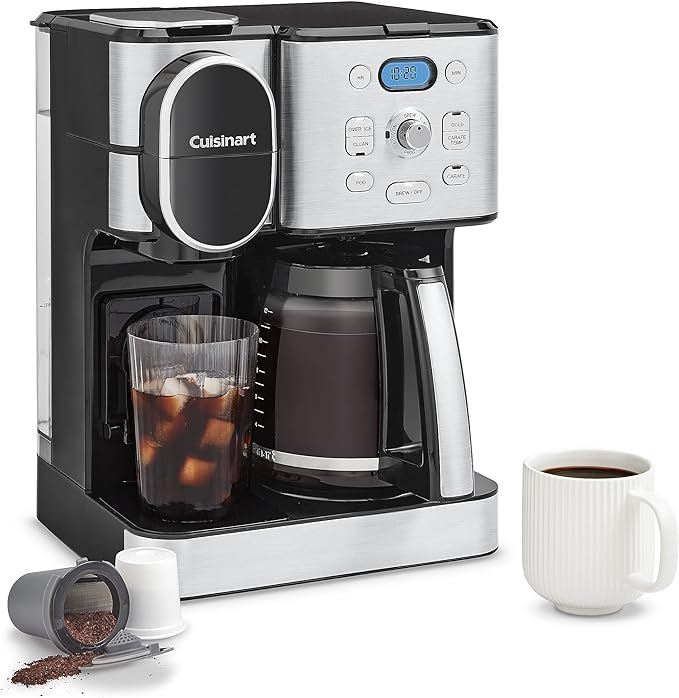 Cuisinart 12-Cup Coffee Maker, Single-Serve Brewer Glass Carafe, Automatic Hot & Iced Coffee Machine, Brew Strength Control and Brew Pause, SS-16, Stainless Steel
