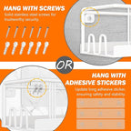 Spice Rack Wall Mounted 3 Pack, Space-Saving Spice Organizer for Spice Jars and Seasonings,Screw or Adhesive Hanging Spice Rack Organizer for Your Kitchen Cabinet,or Pantry Door White
