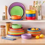 vancasso Bonita Dinnerware Sets 24 Pieces, Stoneware Dishes Set for 6, Dinner Platers with Bowls Set, Dinshwasher and Microwave Safe, Multicolor