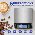 Large Digital Kitchen Scale 30kg/66lb Food Scale for Baking Cooking Stainless Bread Scale with LCD Display Counting Scales for Coins Adapter Included(Stainless Black)