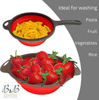 BaraBara Silicone 10 pcs Telescopic Collapsible Strainers with Handles, Foldable Bowl, Clip on Drainer. Red Spoon Rest, 3 ladle Masher Spoons. Silicone Gloves Heat Resistant Bundle Cooking Set.